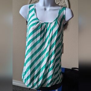 Green and white striped tank